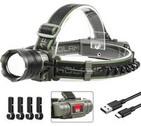 Ultra Powerful 90000 Lumens Led Headlamp, Rechargeable Headlamp With 4 Modes And Red Warning, 5000mah Usb-C Lightweight Waterproof Torch For Camping Hiking Fishing