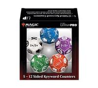 Ultra Pro Compteurs de mots clés 12 faces pour Magic : The Gathering - 5 compteurs, feuille de traduction de symboles - Blanc, bleu, violet, rouge, vert - Adolescent