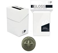 Ultra Pro Deck Box + 60 petites pochettes de protection Pro + Duel Coin - Brillant - Blanc - Blanc - Yu-Gi-Oh ! - Mini japonais
