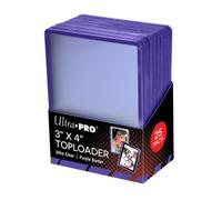 Ultra PRO - Lot de 25 chargeurs à bordure violette 3 x 4 - Toploaders pour cartes avec pochettes pour cartes, protège les cartes de baseball, tri des cartes et cartes à collectionner - Se marie bien
