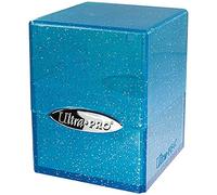 Ultra Pro Satin Cube Deck Box Boîte de rangement 100 cartes, bleu pailleté, protège vos cartes de jeu, de sport ou à collectionner dans une élégante boîte à paillettes, parfaite pour voyager
