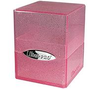 Ultra Pro Satin Cube Deck Box Boîte de rangement 100 cartes, rose pailleté, protège vos cartes de jeu, de sport ou à collectionner dans une élégante boîte à paillettes, parfaite pour voyager