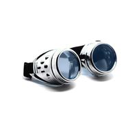 Ultra Rivet Argent avec de Verres Bleus Steampunk Goggles Mens Womens Cyber Goggles Victorian Punk Welding Cosplay Goggles Goth Rustic Rivet Round Eyewear Flying Goggles Fancy Dress