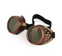 Ultra Rivet Bronze avec Verres Marron Steampunk Goggles Mens Womens Cyber Goggles Victorian Punk Welding Cosplay Goggles Goth Rustic Rivet Round Eyewear Flying Goggles Fancy Dress