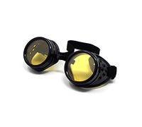 Ultra Rivet Noir avec de Verres Jaunes Steampunk Goggles Mens Womens Cyber Goggles Victorian Punk Welding Cosplay Goggles Goth Rustic Rivet Round Eyewear Flying Goggles Fancy Dress