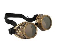 Ultra Rivet Or avec verres Marron Steampunk Goggles Mens Womens Cyber Goggles Victorian Punk Welding Cosplay Goggles Goth Rustic Round Eyewear Flying Goggles Fancy Dress Pilot Goggles
