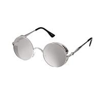 Ultra Rondes Métal Steampunk Lunettes de Argent en Mirror Rétro Femmes Hommes UV400 Cyber Cosplay Vintage Punk Gothique Cuivre Unisex