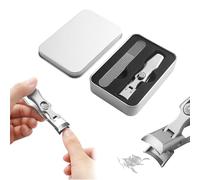 Ultra Sharp Stainless Steel Nail Clippers for Thick Nails - Anti-Splashing Wide Jaw Toenail Cutter with Nail Catcher for Men, Women, Seniors (B-Silver)