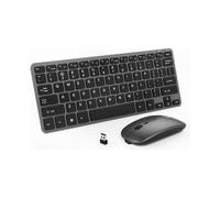 Ultra Slim Rechargeable Wireless Keyboard & Mouse Combo, Silent 2.4G UK Layout.