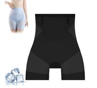 Ultra Slim Tummy Control Hip Lift Panties, Summer Cool Seamless Ice Fabric Shapewear High-Waist Underwear for Women (Black,L)