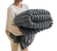Ultra-Soft Faux Rabbit Fur Throw Blanket with Fluffy Warm Throw Blanket for Cozy Winter Nights - Reversible Thick Blanket (50"x60") in Elegant Tie-Dye Charcoal for Bed & Couch (Dark,47.24 * 78.74in)