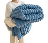 Ultra-Soft Faux Rabbit Fur Throw Blanket with Fluffy Warm Throw Blanket for Cozy Winter Nights - Reversible Thick Blanket (50"x60") in Elegant Tie-Dye Charcoal for Bed & Couch (Blue,59.05 * 78.74in)