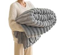 Ultra-Soft Faux Rabbit Fur Throw Blanket with Fluffy Warm Throw Blanket for Cozy Winter Nights - Reversible Thick Blanket (50"x60") in Elegant Tie-Dye Charcoal for Bed & Couch (Gray,47.24 * 78.74in)