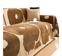 Ultra Soft Warm Throw Housse De Canapé en Chenille for Canapé en Forme De L, Serviette De Canapé Épaisse À Bord De Pompon for Le Salon, Décoration De Maison Élégante(Chocolate,180x340cm)