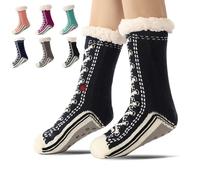 Ultra-Thick Cashmere Slipper Home Socks, Cashmere Slipper Home Socks, Winter Warm Non Slip Cozy Fuzzy Slippers Socks (Black)
