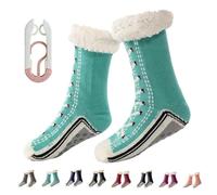 Ultra-Thick Cashmere Slipper Home Socks, Cashmere Slipper Socks, Fleece Lined, Fluffy Fuzzy Fluffy Winter Warm (E, Adulte, Femme, Taille unique, Alpha/lettres, Système Taille Chaussures EU, Moyen)