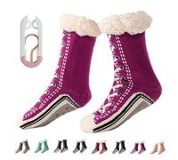 Ultra-Thick Cashmere Slipper Home Socks, Cashmere Slipper Socks, Fleece Lined, Fluffy Fuzzy Fluffy Winter Warm (H, Adulte, Femme, Taille unique, Alpha/lettres, Système Taille Chaussures EU, Moyen)