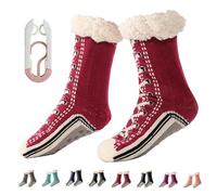 Ultra-Thick Cashmere Slipper Home Socks, Cashmere Slipper Socks, Fleece Lined, Fluffy Fuzzy Fluffy Winter Warm (C, Adulte, Femme, Taille unique, Alpha/lettres, Système Taille Chaussures EU, Moyen)