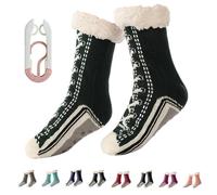 Ultra-Thick Cashmere Slipper Home Socks, Cashmere Slipper Socks, Fleece Lined, Fluffy Fuzzy Fluffy Winter Warm (D, Adulte, Femme, Taille unique, Alpha/lettres, Système Taille Chaussures EU, Moyen)