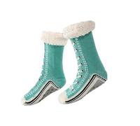 Ultra-thick Cashmere Slipper Home Socks, Cashmere Slipper Socks for Women, Non-Slip Silicone Grippers (Blue)