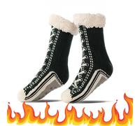 Ultra-thick Cashmere Slipper Home Socks, Cashmere Socks for Women, Fleece Lined Sock with Grippers for Womens Men (C, Adulte, Femme, Taille unique, Alpha/lettres, Système Taille Chaussures EU, Moyen)