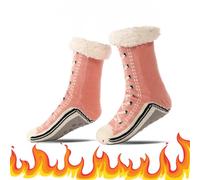 Ultra-thick Cashmere Slipper Home Socks, Cashmere Socks for Women, Fleece Lined Sock with Grippers for Womens Men (G1, Adulte, Femme, Taille unique, Alpha/lettres, Système Taille Chaussures EU, Moyen)