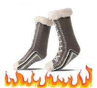 Ultra-thick Cashmere Slipper Home Socks, Cashmere Socks for Women, Fleece Lined Sock with Grippers for Womens Men (D, Adulte, Femme, Taille unique, Alpha/lettres, Système Taille Chaussures EU, Moyen)