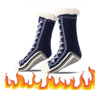 Ultra-thick Cashmere Slipper Home Socks, Cashmere Socks for Women, Fleece Lined Sock with Grippers for Womens Men (B, Adulte, Femme, Taille unique, Alpha/lettres, Système Taille Chaussures EU, Moyen)