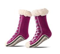 Ultra-Thick Cashmere Slipper Home Socks, Knitted Non-slip Soft Warm Slipper Socks for Indoor Home Women Men (Dark Purple,Taille unique)