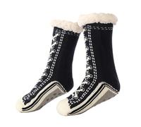Ultra-thick Cashmere Slipper Home Socks, Non-Slip Winter Soft Warm Fleece Lined Cashmere Socks for Women (Black,Taille unique)