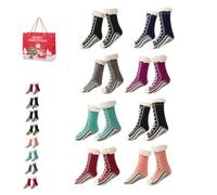 Ultra-Thick Cashmere Slipper Home Socks, Slipper Socks with Grippers for Women, Non-slip Soft Cozy Socks (H*8, Adulte, Femme, Taille unique, Alpha/lettres, Système Taille Chaussures EU, Moyen)