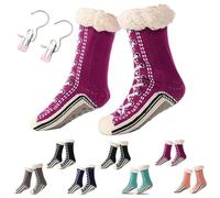 Ultra-thick Slipper Home Socks, Non-Slip Fluffy Warm Winter Home Socks, Indoor Wear (Dark Purple)