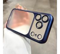 Ultra-Thin All-Inclusive Drop-Proof Colorful Case for iPhone 17 Pro Max, Matte Frosted Electroplating PC Drop-Resistant Phone Case with Lens Protector (Blue,17 Pro)