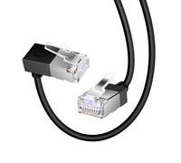Ultra Thin Cat 6 Ethernet Cable 90° Downward Angle 1.6 Feet, Flexible & Slim Rj45 Cat 6a LAN Cord Gigabit Applicable for PC, Router, PS4/5, (Black)