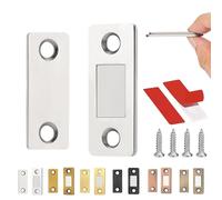 Ultra-Thin Invisible Cabinet Door Magnets, Ultra Thin Magnetic Door Catch, Cabinet Door Magnets Stick On, Magnetic Door Latch for Cabinet Doors/Drawers/Dressers (4 Pack,Silver)