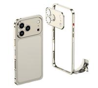 Ultra-Thin Metal Frame Heat Dissipation Case with Lens Protector for iPhone Series - Slim Hard Titanium Shockproof Design & Detachable Metal Lens Cover Seahorse Buckle (#4,for IPhone 16 Pro)