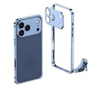Ultra-Thin Metal Frame Heat Dissipation Case with Lens Protector for iPhone Series - Slim Hard Titanium Shockproof Design & Detachable Metal Lens Cover Seahorse Buckle (#7,for IPhone 15 Pro Max)