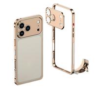 Ultra-Thin Metal Frame Heat Dissipation Case with Lens Protector for iPhone Series - Slim Hard Titanium Shockproof Design & Detachable Metal Lens Cover Seahorse Buckle (#5,for IPone 17 Pro Max)