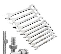 Ultra Thin Metric Wrench Set 10 Pieces Motorcycle Repair Tool, 3,78 x 0,39 x 0,2 Inches Slim Spanner Wrench Set, For Technicians Mechanics Cars Bicycle Motorcycle Electronics Furniture Travel Office