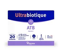 Ultrabiotique ATB Protect - Complément alimentaire équilibre flore intestinale - Probiotiques - 20 milliards de ferments lactiques - 5 souches documentées - 10 gélules - 10 jours - Fabriqué en France