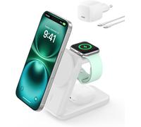 Ultracharge Chargeur Induction 3 En 1 Qi2, Station De Charge Magnétique 25w, Chargeur Sans Fil Compatible Avec Magsafe Pour Iphone 16, Apple Watch, Airpods, Pixelsnap Avec Adaptateur 45w, Bl[Z4348]