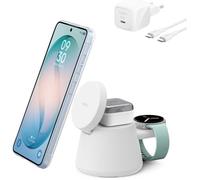 UltraCharge Station Charge Sans Fil 3 En 1 Qi2 25W Chargeur Magnétique Blanc Compatible Apple