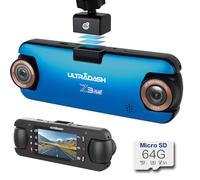 UltraDash Z3+ Standard Edition + Carte SD 64 Go - Caméra embarquée double objectif haute endurance SD 2K 1440p Téléobjectif Zoom-in Grand Angle 140° Super condensateur pour les trajets