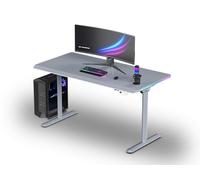 Ultradesk - Bureau Gaming Électrique avec Réglage Assis-Debout, LED RGB Prismatic, Meuble Bureau Idéal pour Gamer, Setup Gaming - Quest Grey - L 140 cm, P 70 cm, H 72-120 cm - Gris