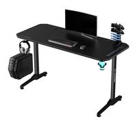 Ultradesk Frag | Bureau De Jeu Ergonomique avec Grand Espace De Travail Et Coussin XXL, 2 Trous De Câble | Home Office, Compartiment pour Multiprises | Cadre en Acier, Coussin Noir, 140x66 cm