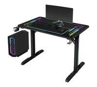 Ultradesk - Gaming Freeze V2 - Bureau pour Joueurs - Gaming Table Construction en Acier - Place pour Deux moniteurs - Espace pour Les Jambes - avec Accessoires, 109x69cm, Noir