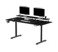 Ultradesk - Grand Bureau Gaming - Highlander XXL - Bureau Informatique Construction en Acier - Espace pour Deux Moniteurs - Meuble Rangement PC - Accessoire Gamer - 160x70 cm - Noir