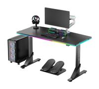 Ultradesk Iron Table d'Ordinateur - Bureau pour Moniteur de Jeu, Table Gaming, Bureau Réglable en Hauteur avec Rétroéclairage LED RGB - pour 2 Moniteurs - Plateau de Large - Noir