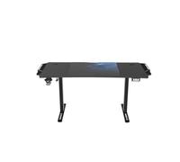 Ultradesk - Level V2 Bureau Réglable en Hauteur - Bureau Informatique électrique 140 x 68 cm - pour Gaming, Bureau, Télétravail - Set avec Tapis de Souris XL et éclairage LED RGB - Bleu LED
