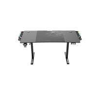 Ultradesk - Level V2 Bureau Réglable en Hauteur - Bureau Informatique électrique 140 x 68 cm - pour Gaming, Bureau, Télétravail - Set avec Tapis de Souris XL et éclairage LED RGB - Noir LED